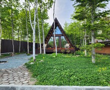 Дом A-frame, баня на дровах и прекрасный вид на лес